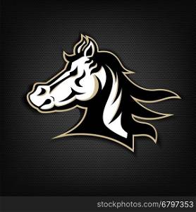 logo template with horse head. Sport team logo. Design elements for logo, label, emblem, sign. Vector illustration.