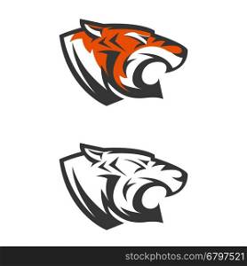 logo template with tiger head. Design element for logo, label, emblem, sign. Vector illustration.