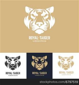 Logo template with tiger head. Design element for logo, label, sign, badge. Vector illustration.