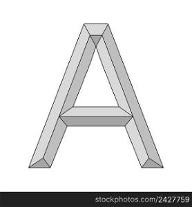 logo three dimensional letter A, vector capital first letter of the alphabet a symbol of primacy and origin
