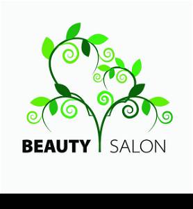 logo tree heart of green leaves in the beauty salon