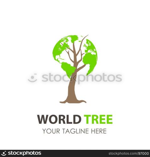 Logo tree world design vector green eco leaf icon illustration nature organic symbol
