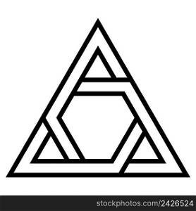 Logo triangle sign of a closed system, the vector triangle with twisted sides of the bisector