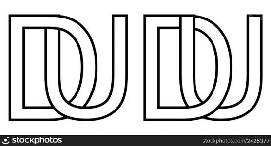 Logo ud du icon sign two interlaced letters U D, vector logo ud du first capital letters pattern alphabet u d