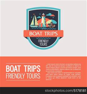 Logo vector, coat of arms. Walking on the sea on a yacht. Boat trips. Yacht, lighthouse, cap captain.