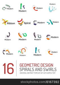 Logo vector collection - ribbon waves, swirls, spirals