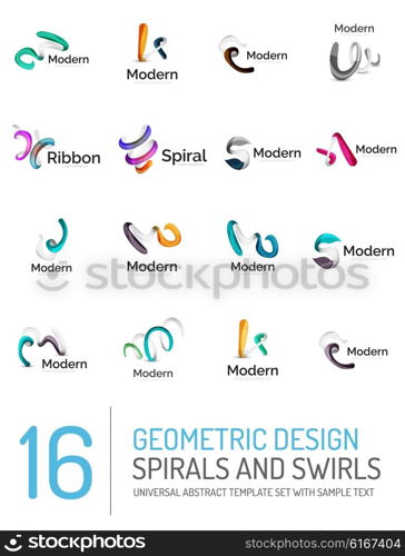 Logo vector collection - ribbon waves, swirls, spirals