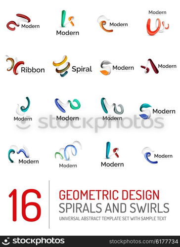 Logo vector collection - ribbon waves, swirls, spirals