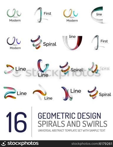 Logo vector collection - ribbon waves, swirls, spirals