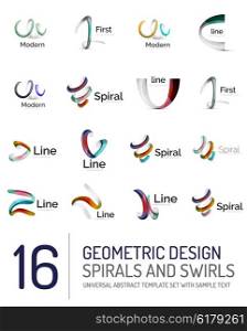 Logo vector collection - ribbon waves, swirls, spirals