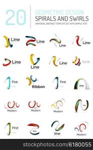 Logo vector collection - ribbon waves, swirls, spirals