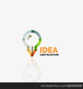 Logo, vector light bulb abstract linear geometric business icon. Fresh modern idea concept