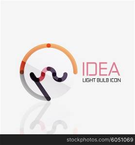 Logo, vector light bulb abstract linear geometric business icon. Fresh modern idea concept