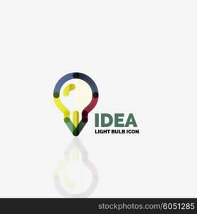 Logo, vector light bulb abstract linear geometric business icon. Fresh modern idea concept