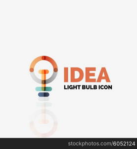 Logo, vector light bulb abstract linear geometric business icon. Fresh modern idea concept