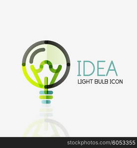 Logo, vector light bulb abstract linear geometric business icon. Fresh modern idea concept