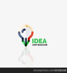 Logo, vector light bulb abstract linear geometric business icon. Fresh modern idea concept