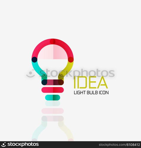 Logo, vector light bulb abstract linear geometric business icon. Fresh modern idea concept