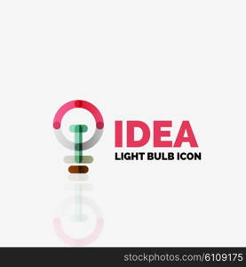 Logo, vector light bulb abstract linear geometric business icon. Fresh modern idea concept