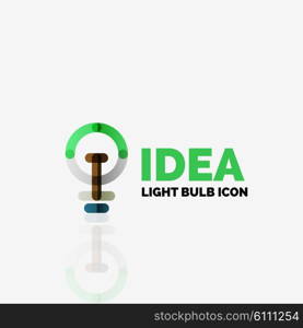 Logo, vector light bulb abstract linear geometric business icon. Fresh modern idea concept