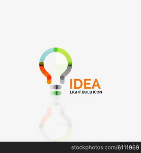 Logo, vector light bulb abstract linear geometric business icon. Fresh modern idea concept