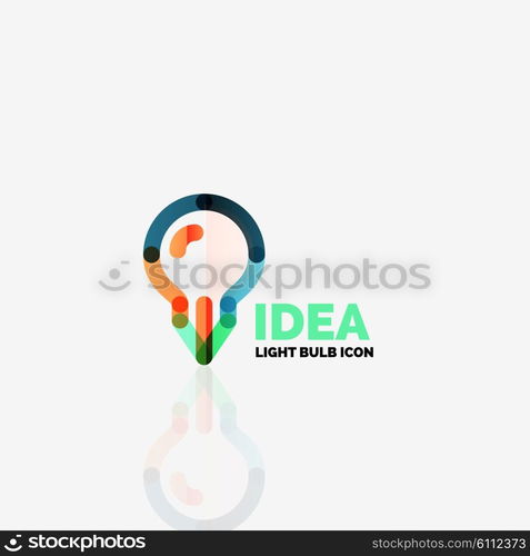 Logo, vector light bulb abstract linear geometric business icon. Fresh modern idea concept