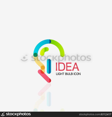 Logo, vector light bulb abstract linear geometric business icon. Fresh modern idea concept