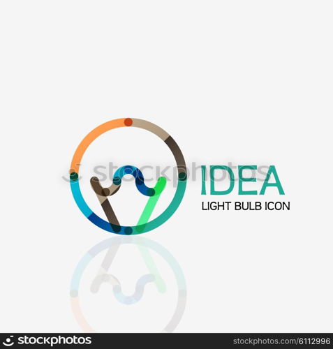 Logo, vector light bulb abstract linear geometric business icon. Fresh modern idea concept