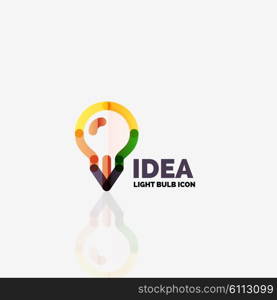 Logo, vector light bulb abstract linear geometric business icon. Fresh modern idea concept