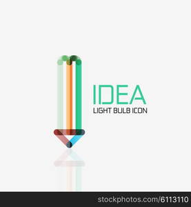 Logo, vector light bulb abstract linear geometric business icon. Fresh modern idea concept