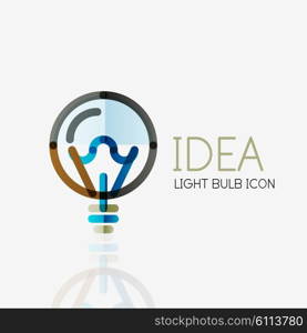 Logo, vector light bulb abstract linear geometric business icon. Fresh modern idea concept