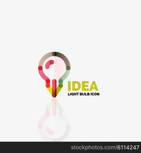 Logo, vector light bulb abstract linear geometric business icon. Fresh modern idea concept