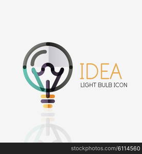 Logo, vector light bulb abstract linear geometric business icon. Fresh modern idea concept