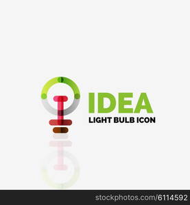 Logo, vector light bulb abstract linear geometric business icon. Fresh modern idea concept