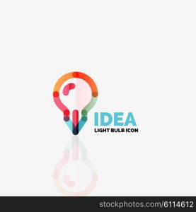 Logo, vector light bulb abstract linear geometric business icon. Fresh modern idea concept