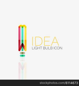 Logo, vector light bulb abstract linear geometric business icon. Fresh modern idea concept