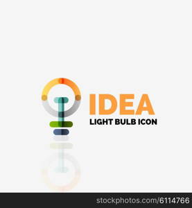 Logo, vector light bulb abstract linear geometric business icon. Fresh modern idea concept