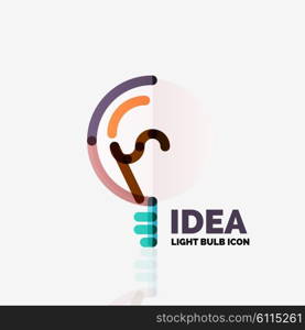 Logo, vector light bulb abstract linear geometric business icon. Fresh modern idea concept