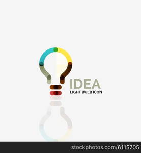 Logo, vector light bulb abstract linear geometric business icon. Fresh modern idea concept