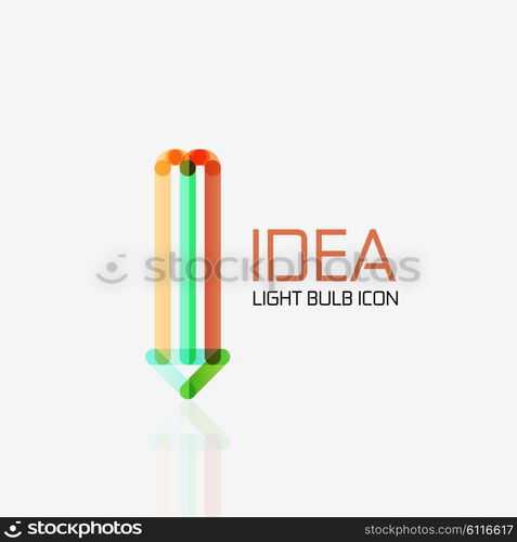 Logo, vector light bulb abstract linear geometric business icon. Fresh modern idea concept