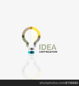 Logo, vector light bulb abstract linear geometric business icon. Fresh modern idea concept