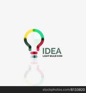 Logo, vector light bulb abstract linear geometric business icon. Fresh modern idea concept