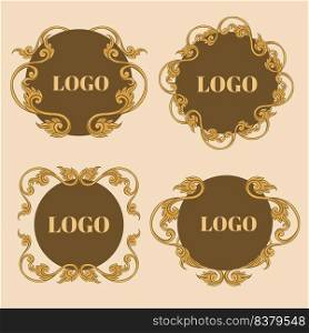 Logo vintage, Golden outline vintage frame for invitations and greeting cards, Elegant vector