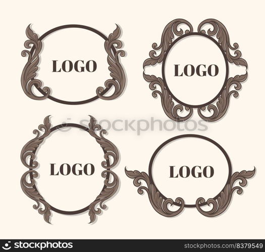 Logo vintage, Golden outline vintage frame for invitations and greeting cards, Elegant vector