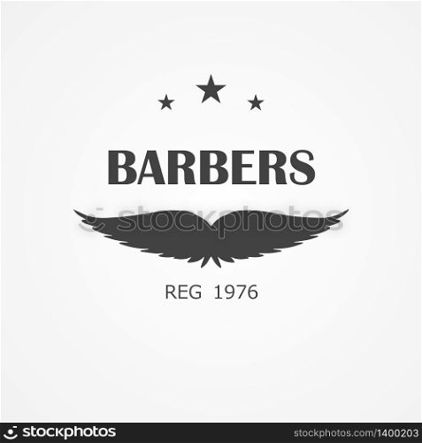 Logo vintage icon for barbershop, hair salon with hipster mustaches. Vector Illustration for logotype. Logo for barbershop, hair salon with hipster haircut