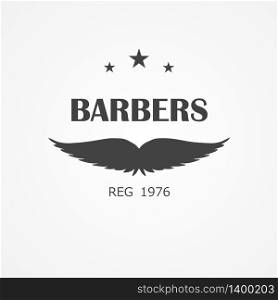 Logo vintage icon for barbershop, hair salon with hipster mustaches. Vector Illustration for logotype. Logo for barbershop, hair salon with hipster haircut
