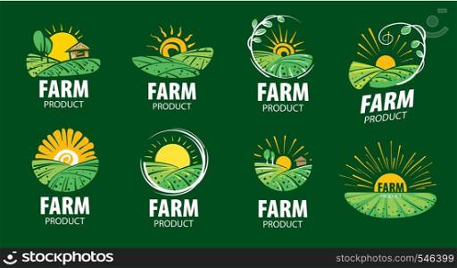 Logo with the image of the field for farms. Vector illustration