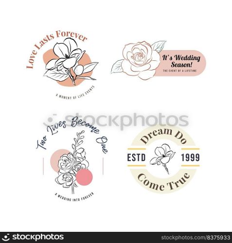 Logo with wedding ceremony concept design for branding and icon vector illustration. 