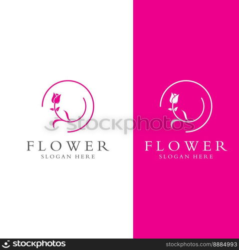 Logos of flowers, roses, lotus flowers, and other types of flowers. By using the concept of vector design.