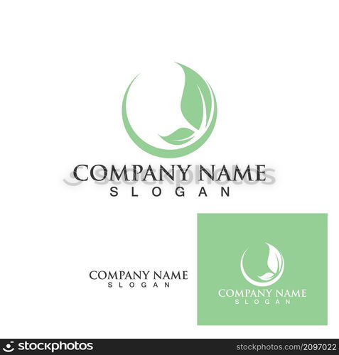 logos of green leaf ecology nature element vector